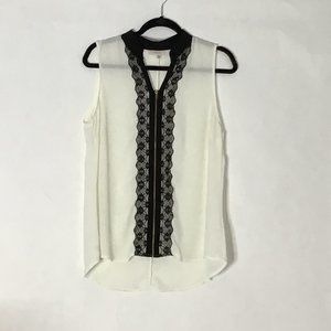 Halo Sleeveless Blouse With Black Lace Front